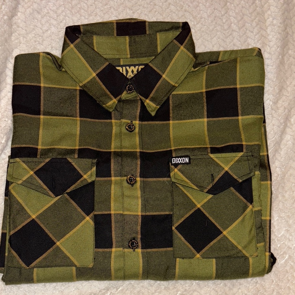 DIXXON Men's Olive and Black Checkered Shirt